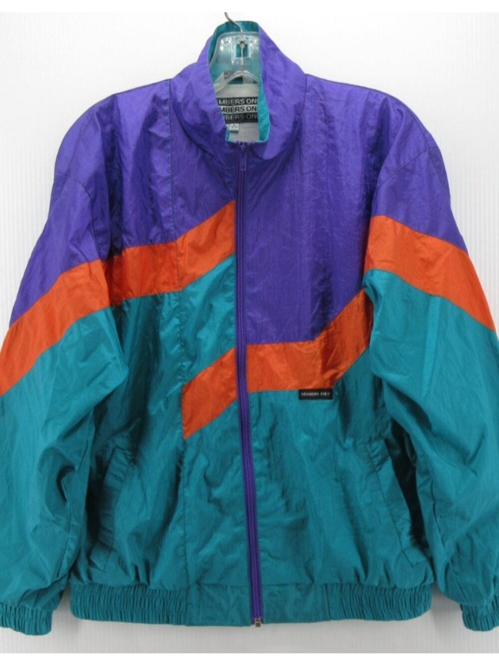 VINTAGE Members Only Jacket Boys Youth Large Windbreaker Coat 90s Colorful